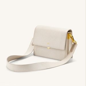 JW PEI mini flap crossbody - ivory lizard